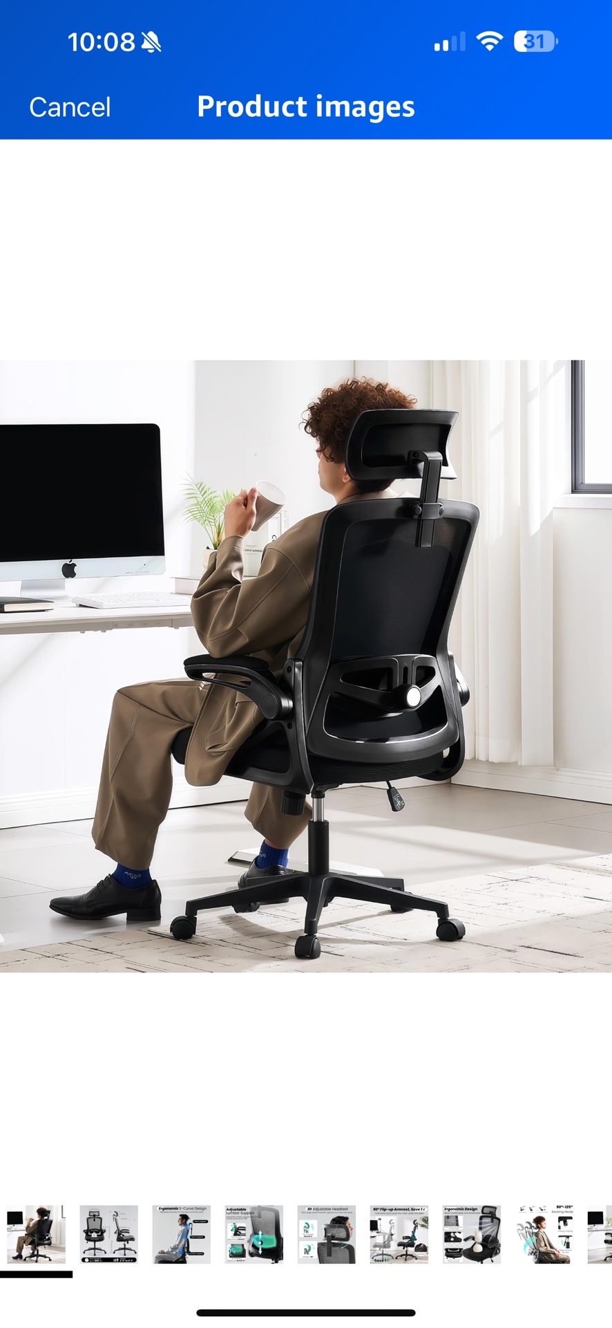 Ergonomic Office Chair, 400 LBS Desk Chair with Adjustable Lumbar Support, High Back Breathable Mesh Computer Chair Rolling Work Swivel Task Chairs, C