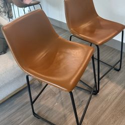 Leather Finish Bar chairs (2) - Great Condition
