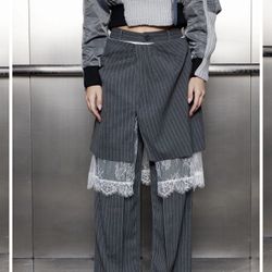 Innovare Denim – Yardley Lace Deconstruct Skirt Pants – 3-Piece Set – Size M