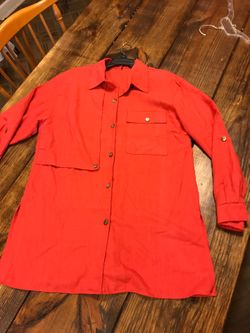 Long large/Xl ladies button front shirt linen top tunic