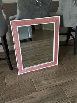 Wall Mirror Pink Glitter Frame 24 x30
