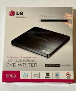 LG Ultra Slim Portable DVD Writer SP60 for Mac & Windows NEW
