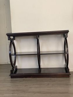 Dark Wood Open Bookcase with Decorative Sides