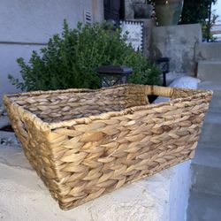 Home Decor Water Hyacinth Rectangular Shallow Storage Basket
