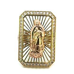 Woman’s Ladies 14k Two Toned Rose Yellow Gold CZ Cubic Zirconia Our Lady Of Guadalupe Shield Ring Size 9 GP3091160