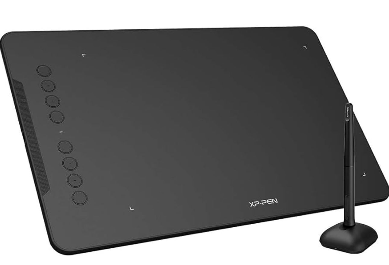 XPPen Deco 01 V2 Graphics Tablet 10x6.25 Inch Drawing Tablet 8192 Levels Pressure Battery-Free Pen with Tilt Function Android/Chromebook Supported Onl