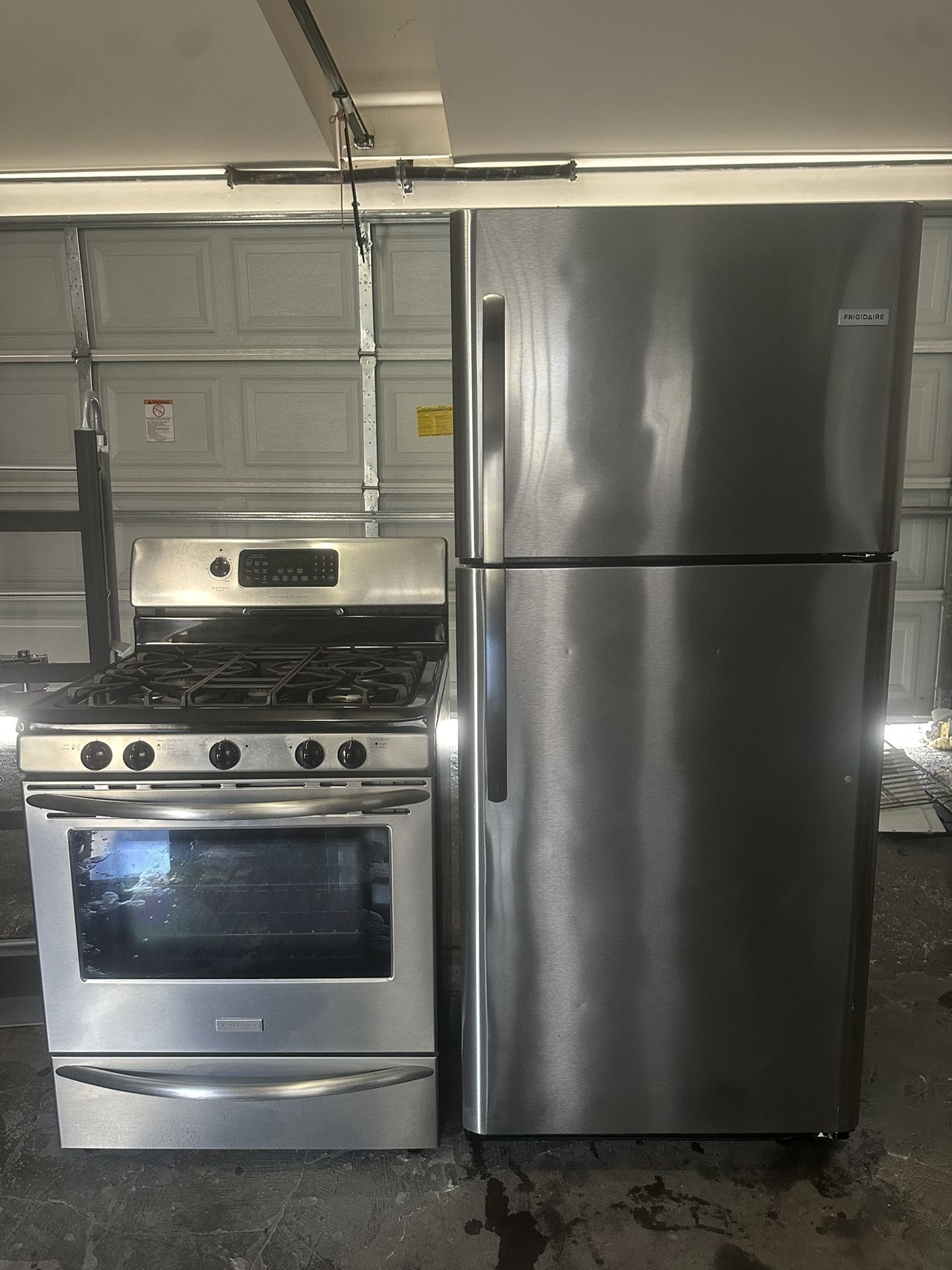 Frigidaire top freezer refrigerator &. Frigidaire 5 burner gas range set stainless steel