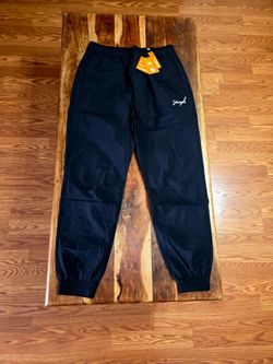YoungLA Men's Black Track Pants with Waistband & Cuffs. Size Large