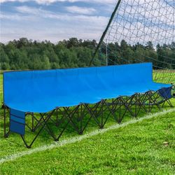 8 Seats Outdoor Folding Bench with Backrest, Blue