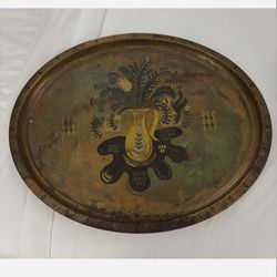 Georges Briard Signed Vintage Tray with Floral Print and Vase