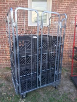 Stainless Steel Milk Crate Cart On Wheels 
