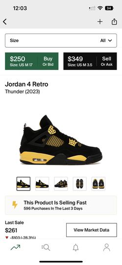 Jordan 4 Thunder 