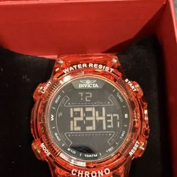 Invicta Racing Burnout Digital Men's Watch - 52mm, Transparent, Orange