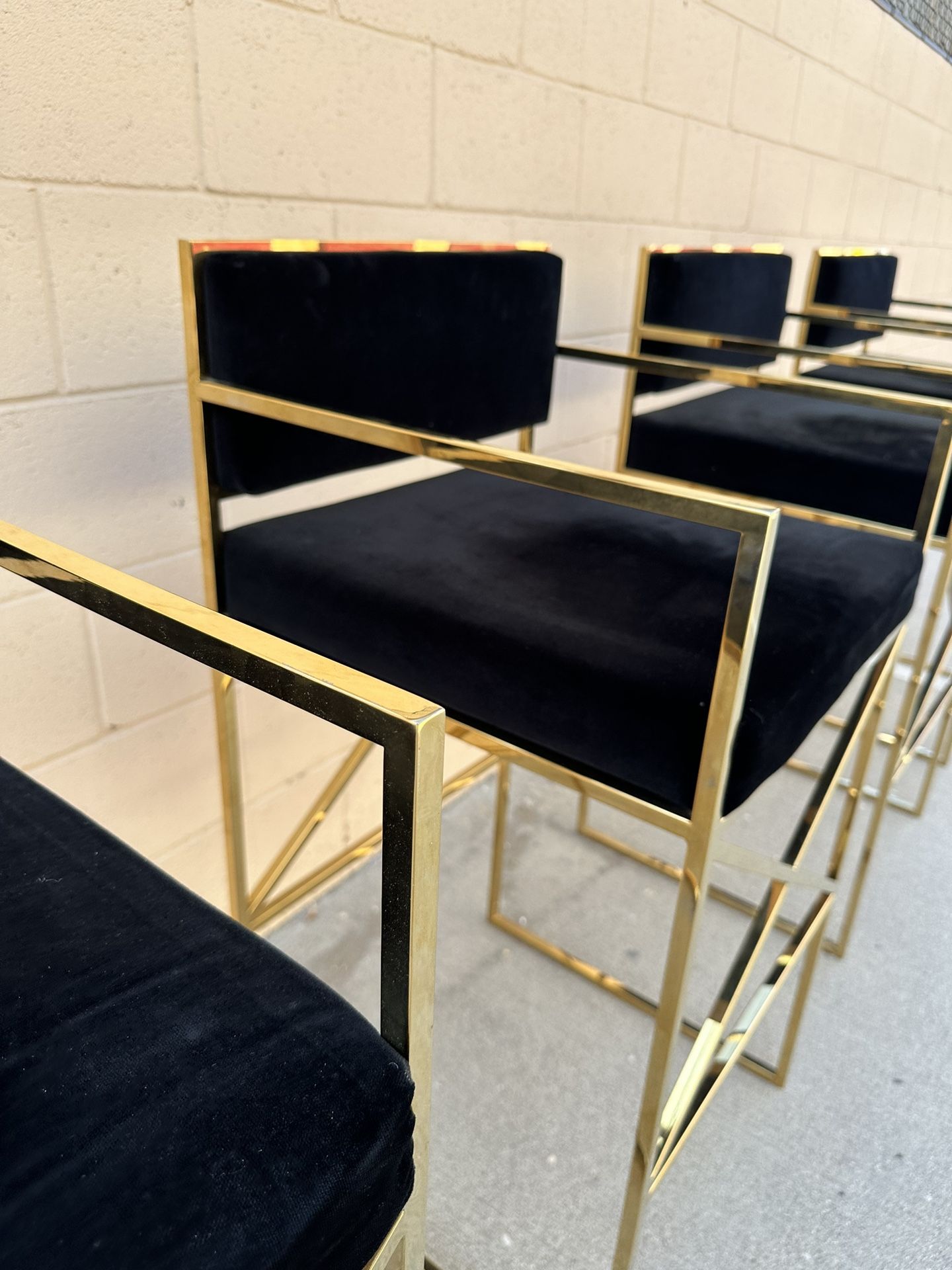 Brass And Black Velvet Safavieh Bar Stools