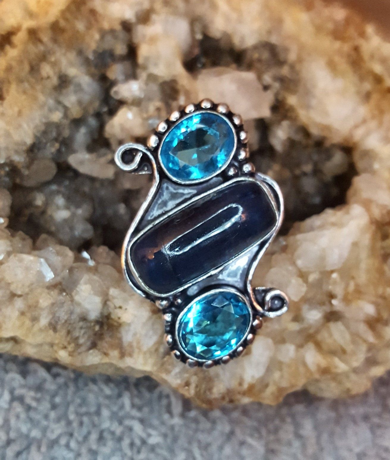 Beautiful Kyanite and Blue Topaz Gemstone Ring