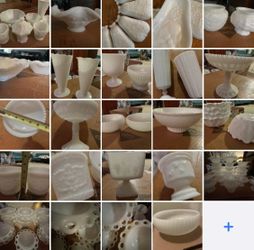 huge collection vintage retro antique white milk glass milkglass