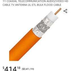 1000ft ORANGE TRI-SHIELD 14AWG 75 Ohm GEL COATED BRAID DIRECT BURIAL UNDERGROUND RG-11 COAXIAL TELECOMMUNICATION AUDIO/VIDEO HD CABLE TV ANTENNA UL ET