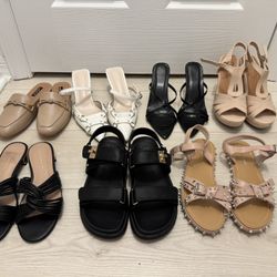 7 Pairs Of Women Shoes Size 7-7.5