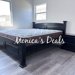 Cal King or King Solid Wood Bed With Mattress $700