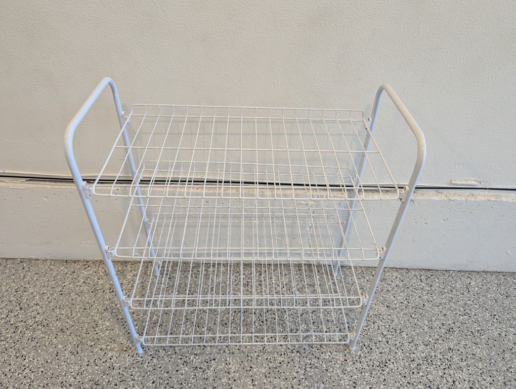 4-Tier White Metal Shoe Rack