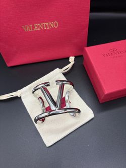 V Logo Valentino Steel Cuff Bracelet 