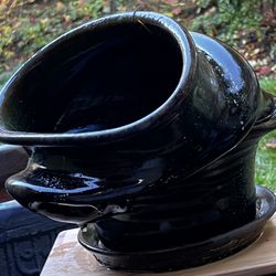 Ceramic Clay Hand Made Glazed Unique Planter Plowed Pot With Drain