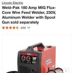 Top Rated Lincoln Electric Weld-Pak 180 Amp MIG Flux-Core Wire Feed Welder, 230V, Aluminum Welder with Spool Gun sold separately