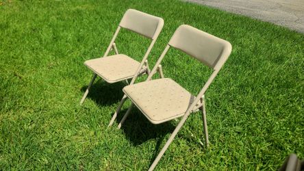 Folding Chairs Set of 2 Tan Padded
