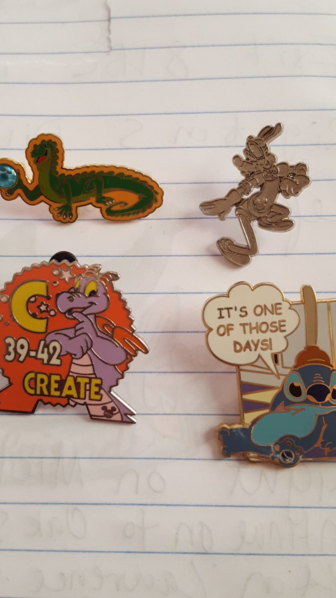 Asst. Disney Trading Pins, Figment, Stitch, Goofy, & Rainforest Cafe