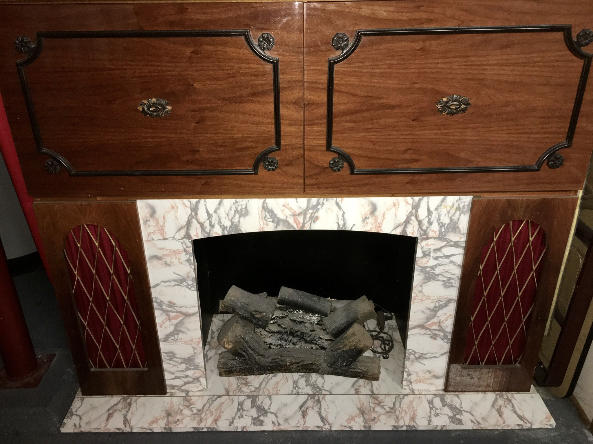 1970s Koronette Console Bar Stereo Fireplace