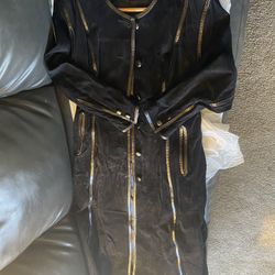 Women, Swede Leather Trench Jacket 