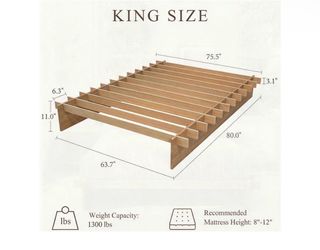 King Wood Platform Bed Frame, Tool-Free