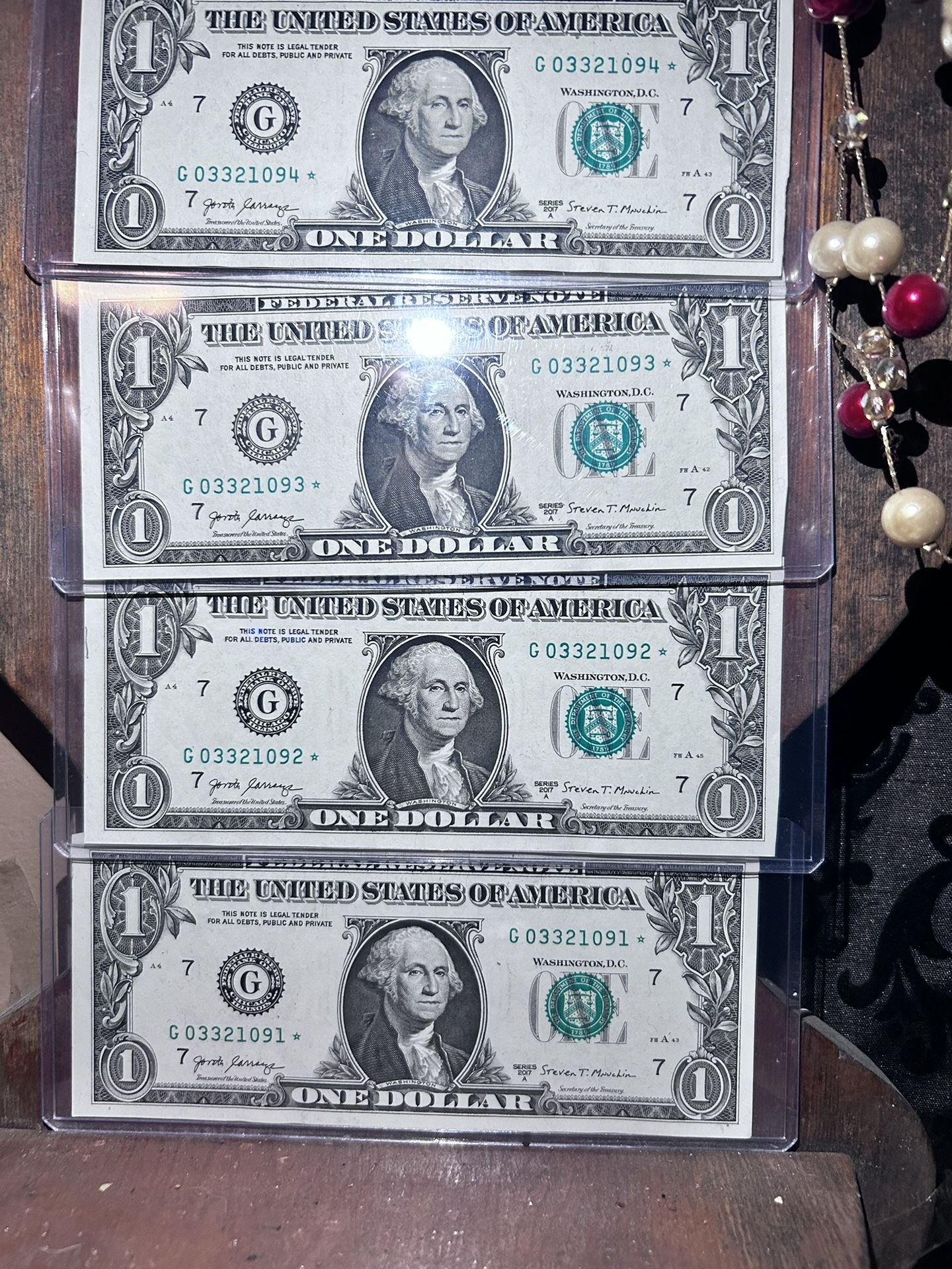 I set a four star notes with the serial number starting at 1233 and fou and four