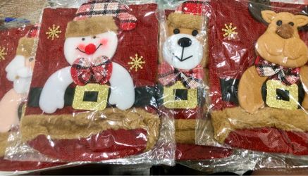 4 pack small Christmas tote bags