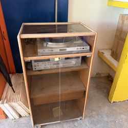 Vintage Record Player Machine And Storage Unit