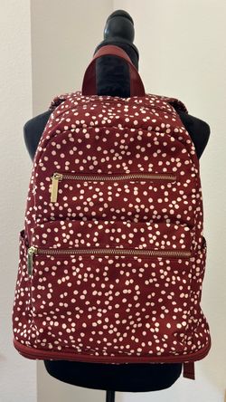 Maroon Polka Dot Travel & Gym Backpack – Laptop Sleeve & Shoe Pocket-77469