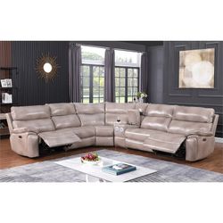 💥AMAZING Tan Leather Electric/USB/Speaker Sectional Sofa w/Recliners 👍FREE FINANCING AVAILABLE❗NO CREDIT CHECK❗ 