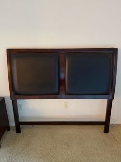 Full Matching Bedroom Set, Dark Espresso Wood and Leather