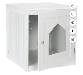20" White Cat Washroom Pet House Hidden Litter Box Enclosure & MDF Side Table 18lbs