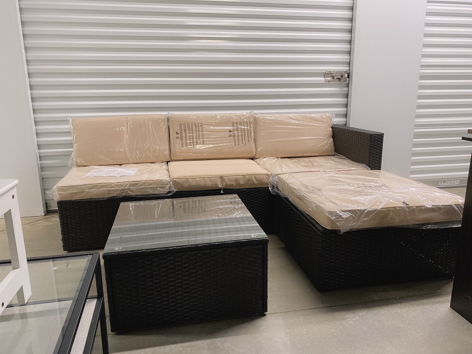 Brand New Outdoor Patio Sectional Set Chaise with Sofa