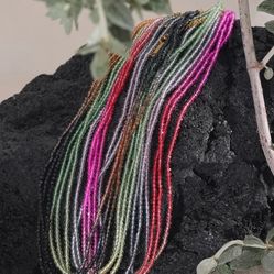 N238- Colorful Bohemian Crystal Beads Gradient Choker Necklace!  