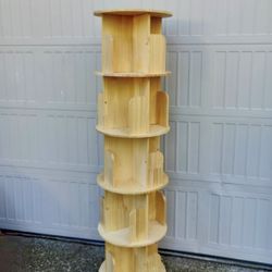 5-tier rotating wood bookshelf