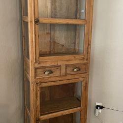 Wood and Glass Cabinet  72” H x 29” W x 13” D