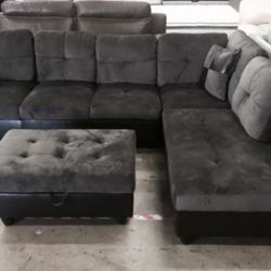 New Suede And Leather Sectional Couch! 