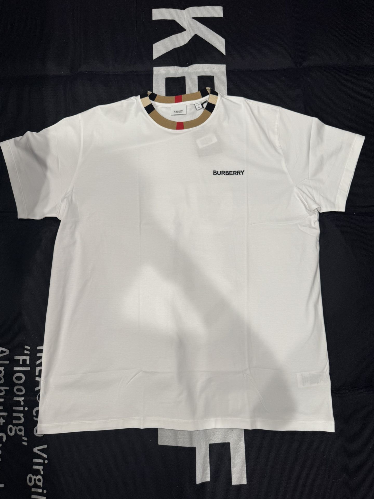 Burberry Icon Stripe Trim Cotton T-Shirt