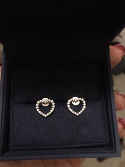 14kt White Gold and Diamond Heart Earrings