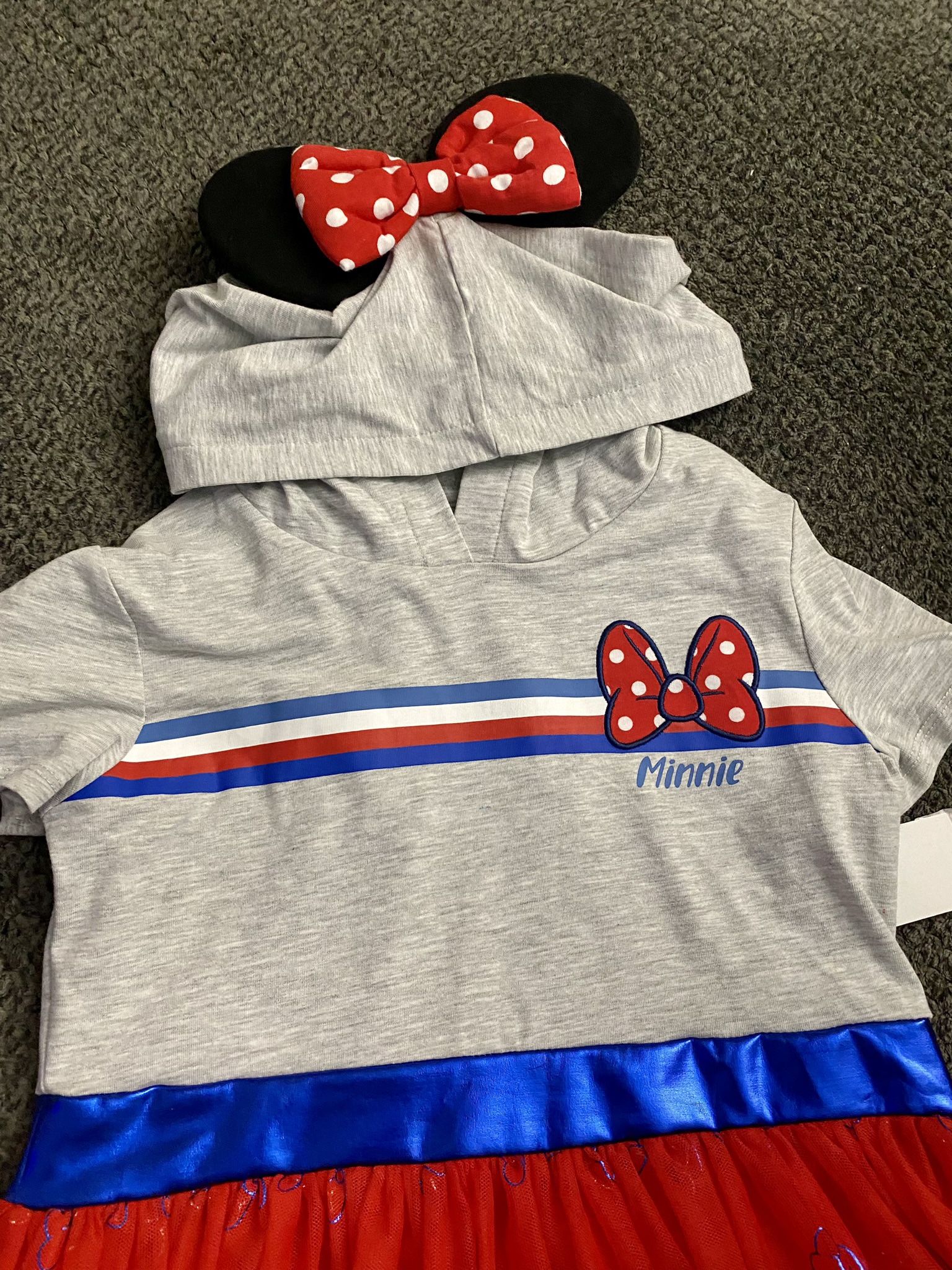 New Girls Disney Mickey Minnie Mouse Dress Tulle Skirt Minnie Ears So Cute 10/12 Large