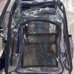 CLOSING BUSINESS ! Backpack Clear PVC MacBook Compatible Navy TSA Stadium Airport