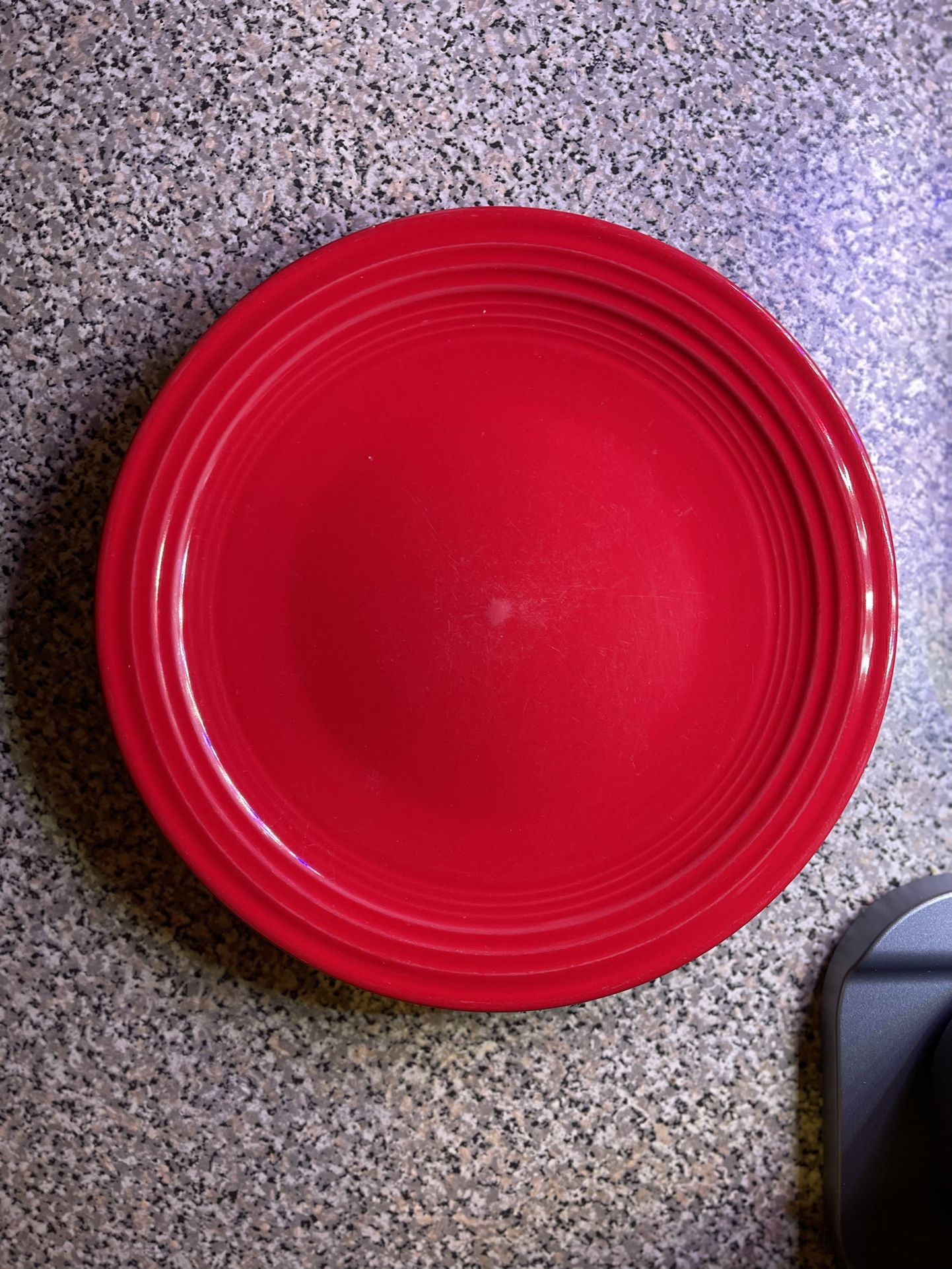 2 red and 1 yellow Bistro Brights 11” dinner plates