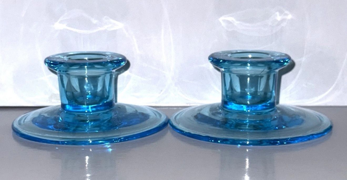 1.25” Simple shaped Uranium Blue Candle Holders